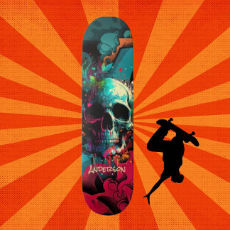 skateboarding is fun Graffiti skull Skateboard