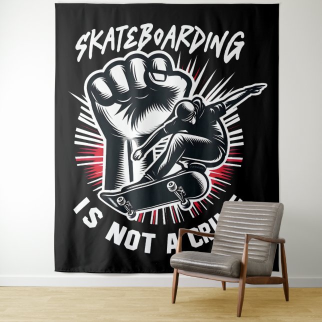 Skateboarding is Not A Crime Tapestry (In Situ)