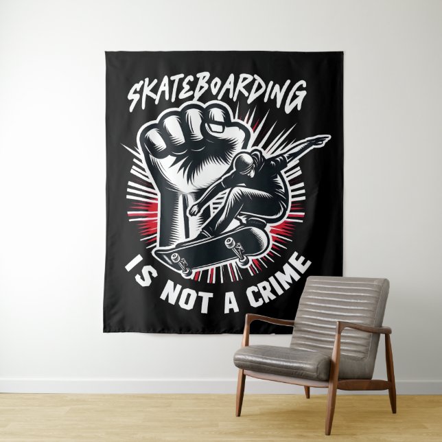 Skateboarding is Not A Crime Tapestry (In Situ)