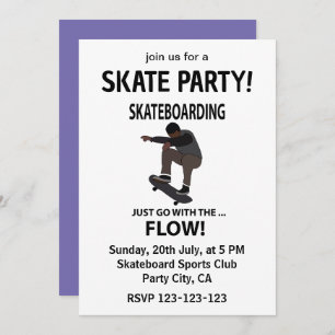 Skateboarding Just Go With The Flow Skateboarder Invitation