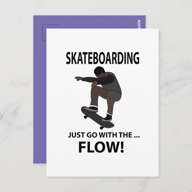 Skateboarding Just Go With The Flow Skateboarder Postcard (Front/Back)