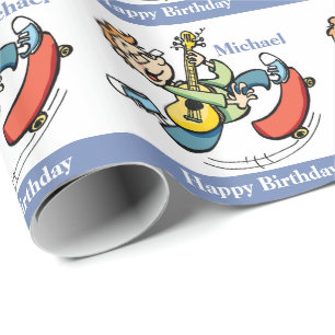 Skateboarding Kid Personalised Wrapping Paper