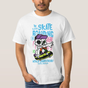 Skateboarding lover   Skull with Cap Skater Champ T-Shirt