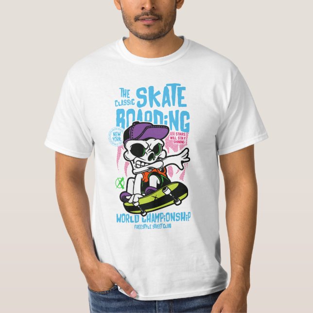 Skateboarding lover | Skull with Cap Skater Champ T-Shirt (Front)