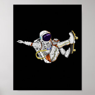 Skateboarding Men Boys Kids Gift Idea Astronaut Poster