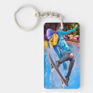 Skateboarding on Water Key Ring