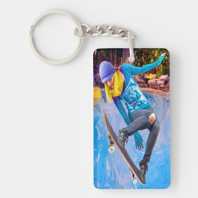 Skateboarding on Water Key Ring (Front)