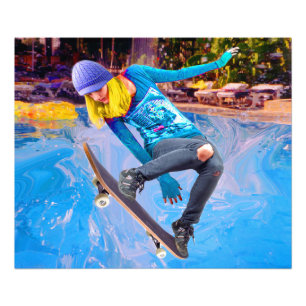 Skateboarding on Water Photo Print