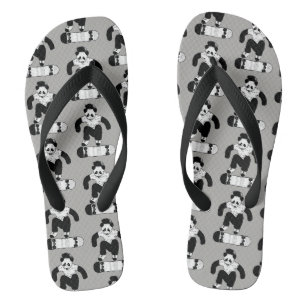 Skateboarding Panda Flip Flops