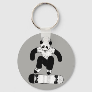 Skateboarding Panda Key Ring