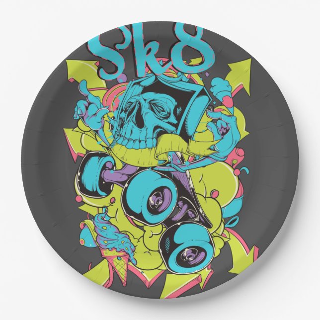 Skateboarding Paper Plates (Front)