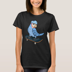 Skateboarding Parrot I Peach faced Blue Lovebird T-Shirt