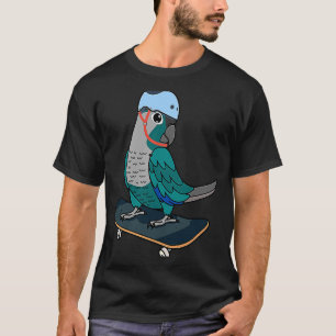 Skateboarding Parrot I Turquoise Green Cheek Conur T-Shirt