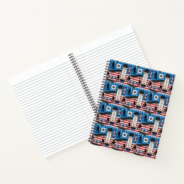 Skateboarding Patriotic USA Skateboarder Notebook (Inside)