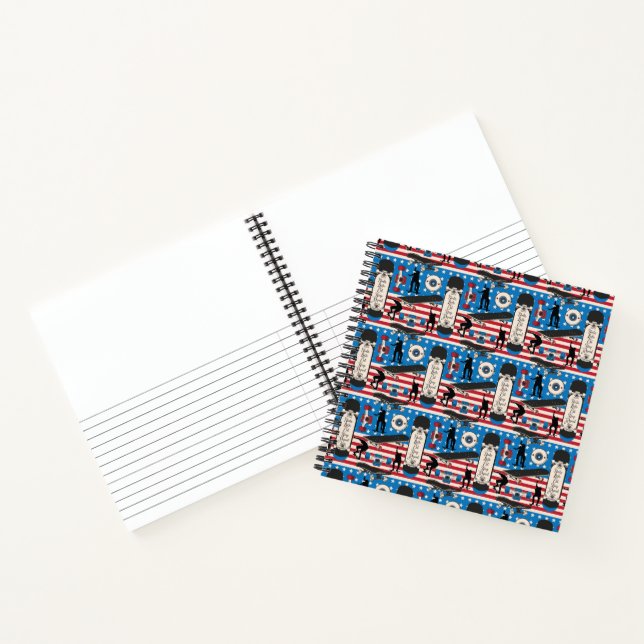 Skateboarding Patriotic USA Skateboarder Notebook (Inside)
