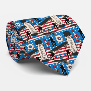 Skateboarding Patriotic USA Skateboarder Tie
