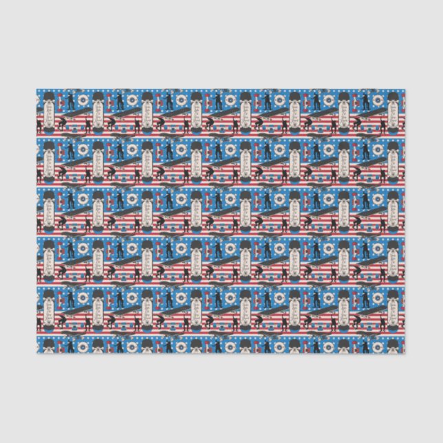 Skateboarding Patriotic USA Skateboarder Tissue Paper (Front)