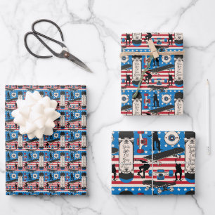 Skateboarding Patriotic USA Skateboarder Wrapping Paper Sheet