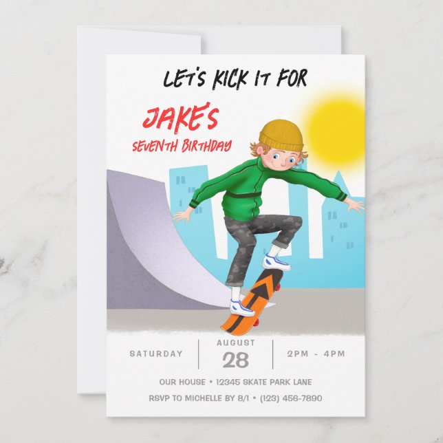 Skateboarding Photo Skate Park Boy Birthday Party Invitation (Front)