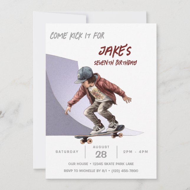 Skateboarding Photo Skate Park Boys Birthday Party Invitation (Front)