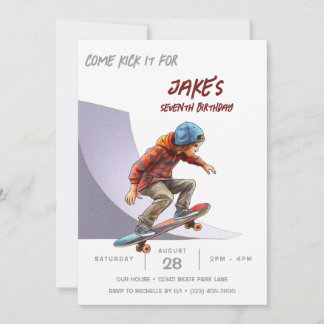 Skateboarding Photo Skate Park Boys Birthday Party Invitation