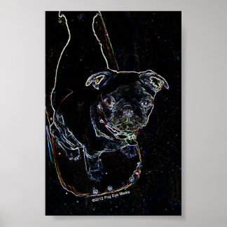 Skateboarding Pug Poster