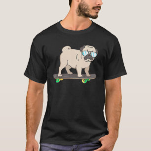 Skateboarding Pug Shirt Pug Dog on Skateboard Fun