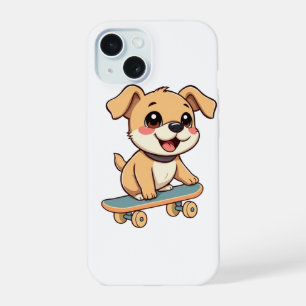 Skateboarding Puppy 🛹 Cute Dog Cartoon T-Shirt De iPhone 15 Case
