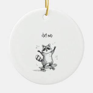 Skateboarding Raccoon – Cute Funny Skateboard Ceramic Tree Decoration