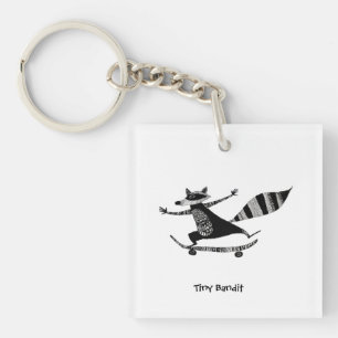 Skateboarding Raccoon – Whimsical Raccoon Animal Key Ring