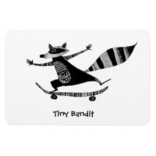 Skateboarding Racoon – Whimsical Racoon Animal Magnet