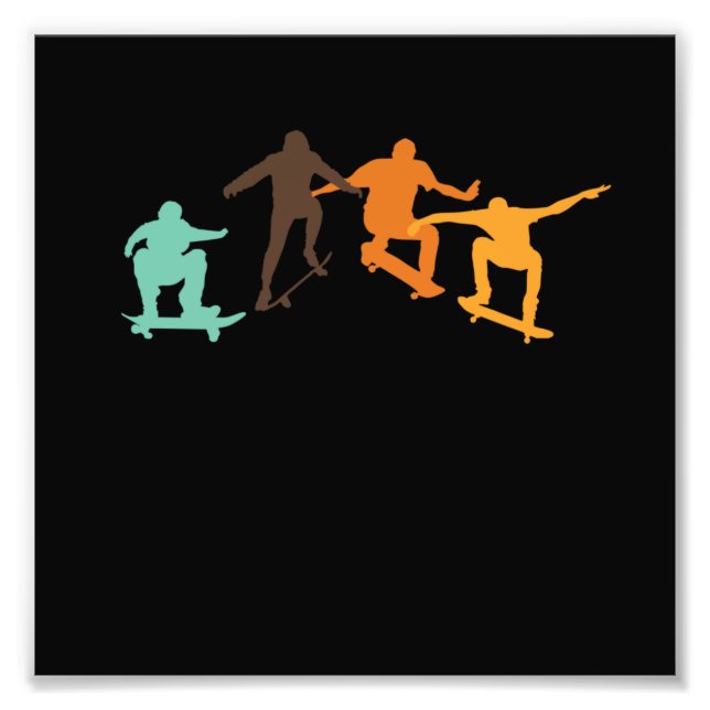Skateboarding Retro Skateboarder Skateboard Skater Photo Print (Front)