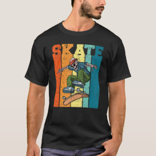 Skateboarding Retro Vintage Skeleton Flip Skateboa T-Shirt