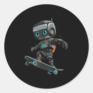 Skateboarding Robot Costume For A Cool Look  Classic Round Sticker
