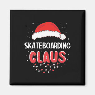 Skateboarding Santa Claus Christmas Matching Costu Magnet