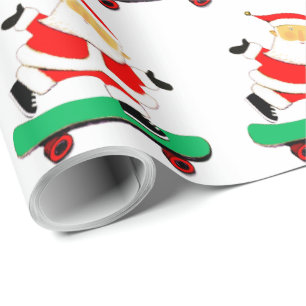 Skateboarding Santa Wrapping Paper