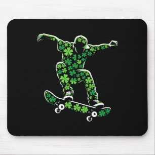 Skateboarding Shamrocks Boys Kids Mens St Patricks Mouse Mat