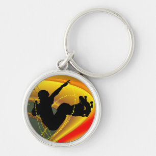 Skateboarding Silhouette in the Bowl Key Ring