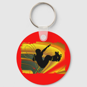 Skateboarding Silhouette in the Bowl Key Ring