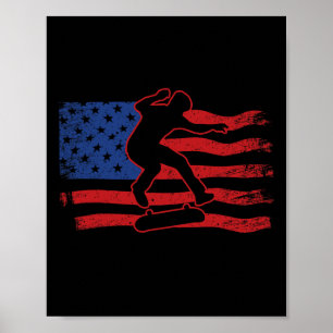Skateboarding Skate Skateboard Usa Flag  Poster