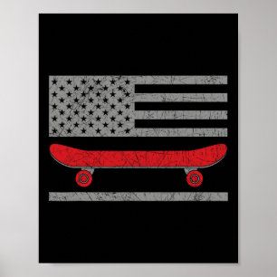 Skateboarding Skateboard American Flag Skateboarde Poster
