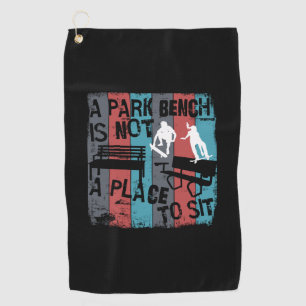 Skateboarding - Skateboarder Funny Park Bench Golf Towel