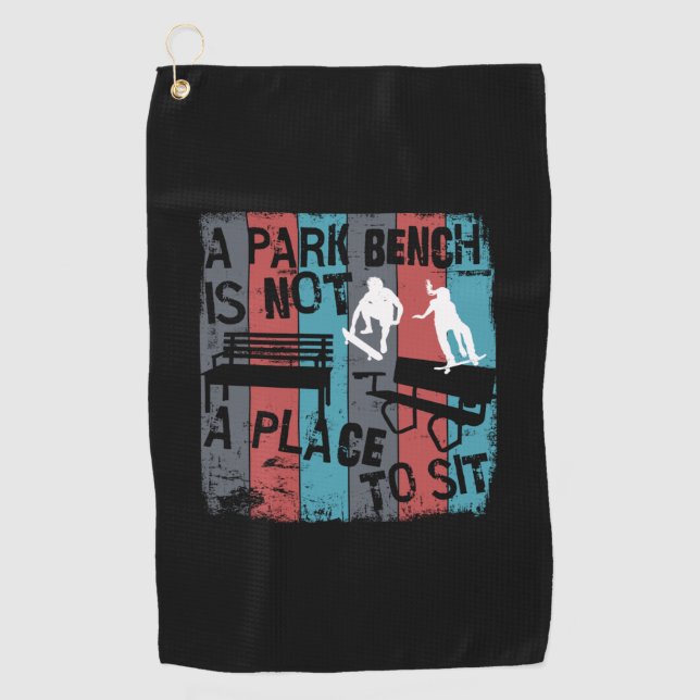 Skateboarding - Skateboarder Funny Park Bench Golf Towel (Front)