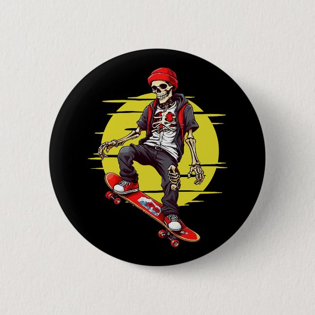 Skateboarding Skeleton 6 Cm Round Badge (Front)