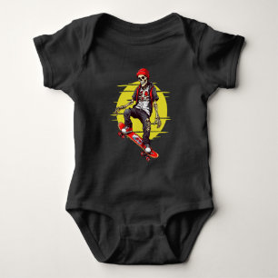 Skateboarding Skeleton Baby Bodysuit