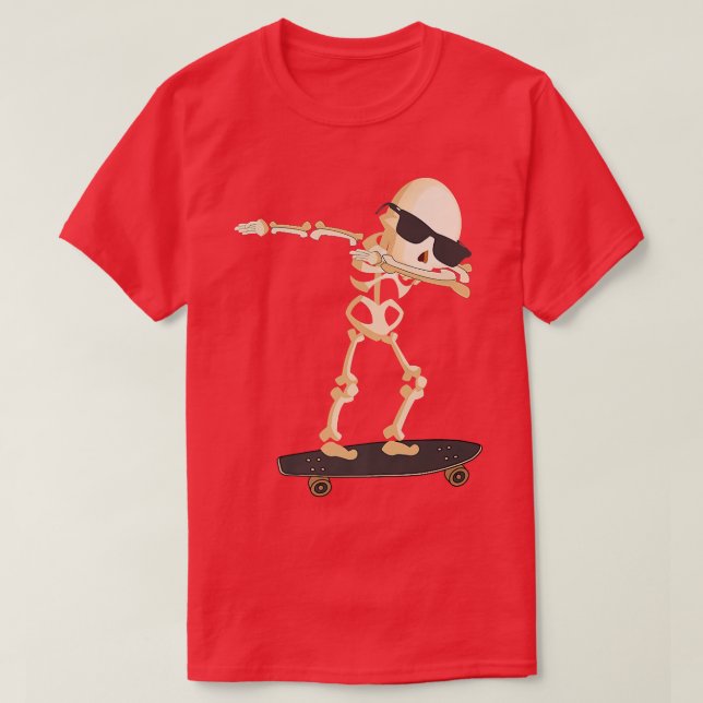 Skateboarding Skeleton Dab Skateboard  T-Shirt (Design Front)
