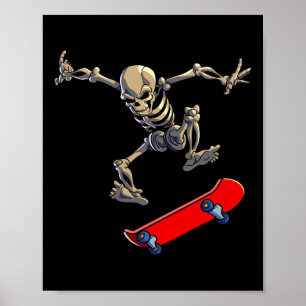 Skateboarding Skeleton Men Boys Skater Skateboard  Poster