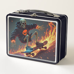 Skateboarding Skeleton Personalized Metal Lunch Box