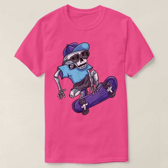 Skateboarding Skeleton Riding Skateboard T-Shirt (Design Front)