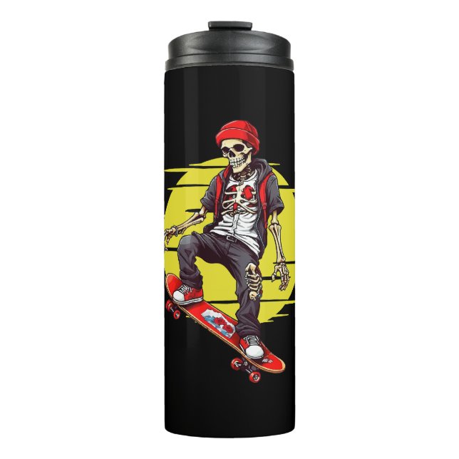 Skateboarding Skeleton Thermal Tumbler (Front)